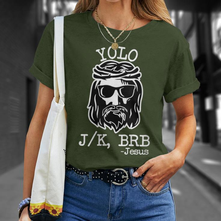 Yolo Lol Jk Brb Jesus Christmas X Mas Religious Christ T-Shirt Gifts for Her