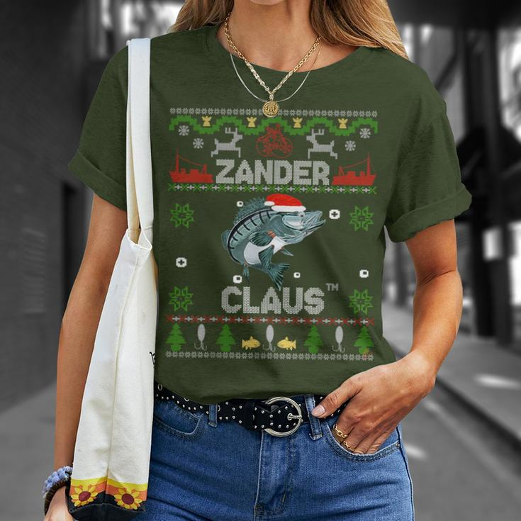 Zander Claus Christmas Jumper For Fishermen Christmas T-Shirt Geschenke für Sie