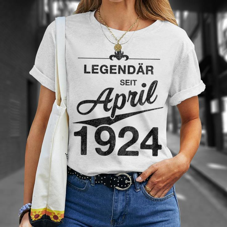 100 Geburtstag 100 Jahre Alt Legendär Seit April 1924 T-Shirt Geschenke für Sie