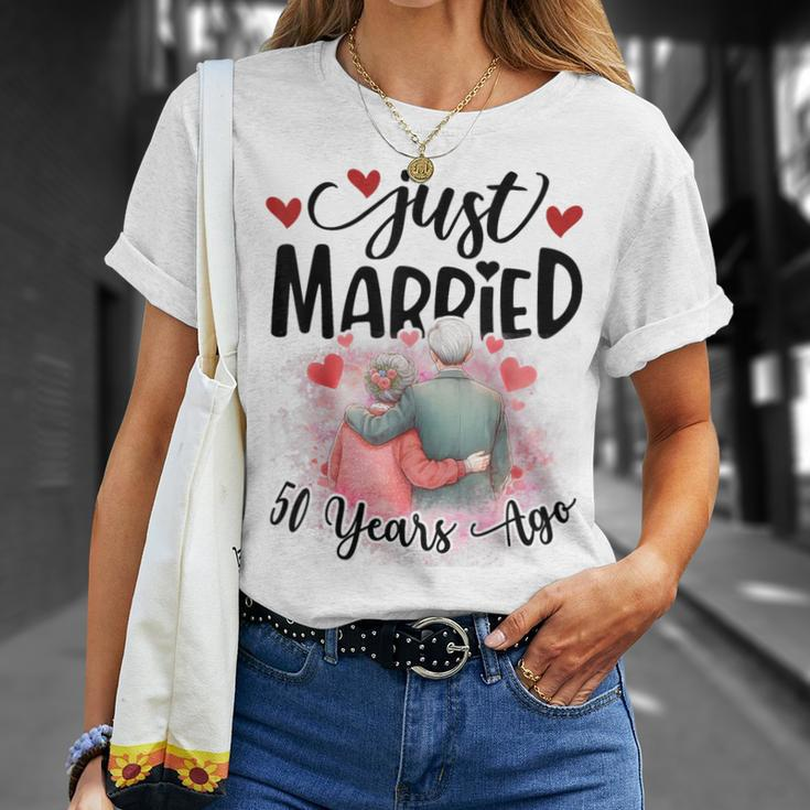 50Th Wedding Anniversary Just Married 50 Years Ago Couple T-Shirt Gifts for Her