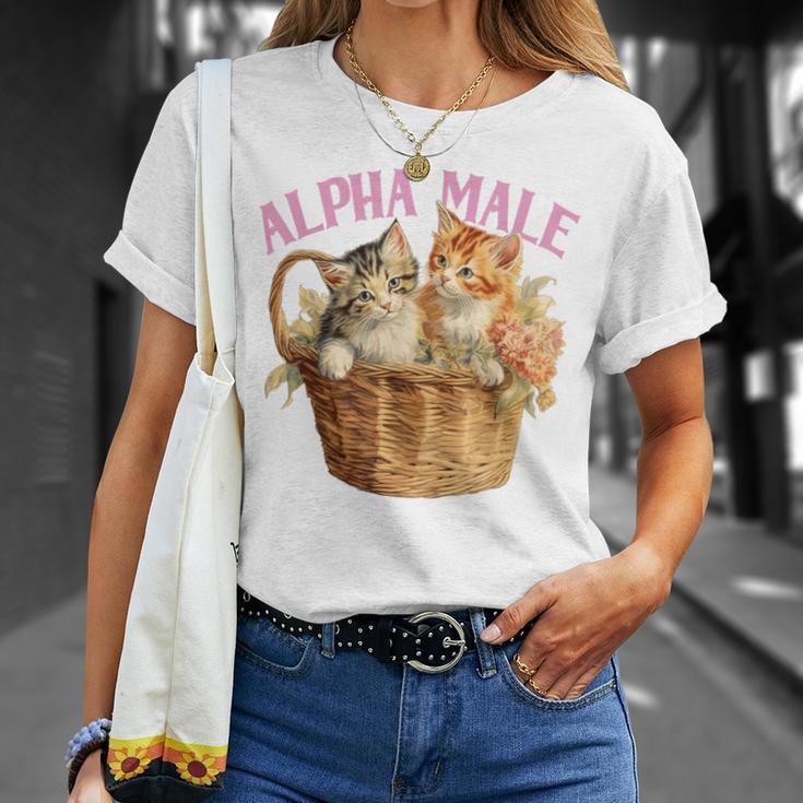 Alpha Cat Male Ironic Kitten Weird Y2k Humor Kittens T-Shirt Gifts for Her