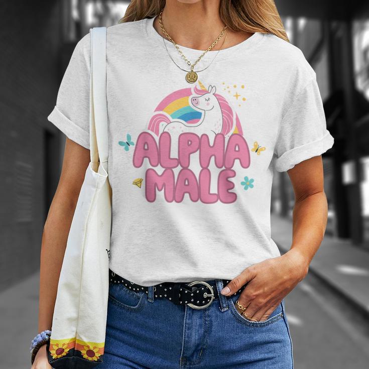 Alpha Male Unicorn Rainbow Ironic Sarcastic Humor T-Shirt Gifts for Her