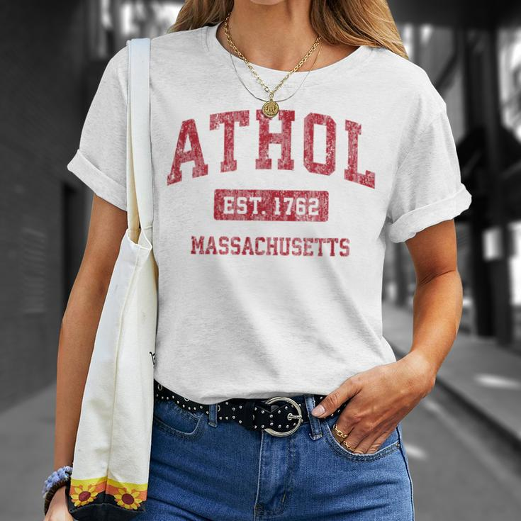 Athol Massachusetts Ma Vintage Sports Red T-Shirt Gifts for Her