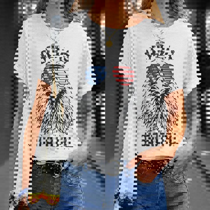 Bald Is Beautiful 4Th Of July Independence Day Bald Eagle T-Shirt Gifts for Her
