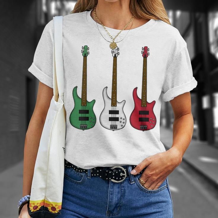 Bass Guitar Italian Flag Bassist Musician Italy T-Shirt Gifts for Her