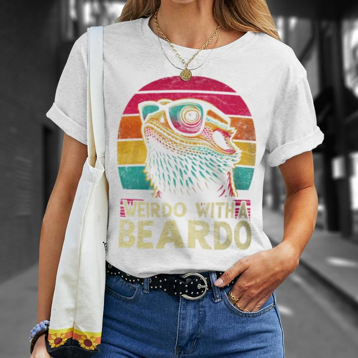Bearded Dragon Weirdo With The Beardo Retro Sunset T-Shirt Gifts for Her