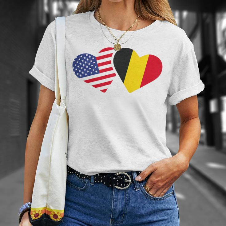 Belgium Usa FlagHeart Belgian Americans Love Cute T-Shirt Gifts for Her