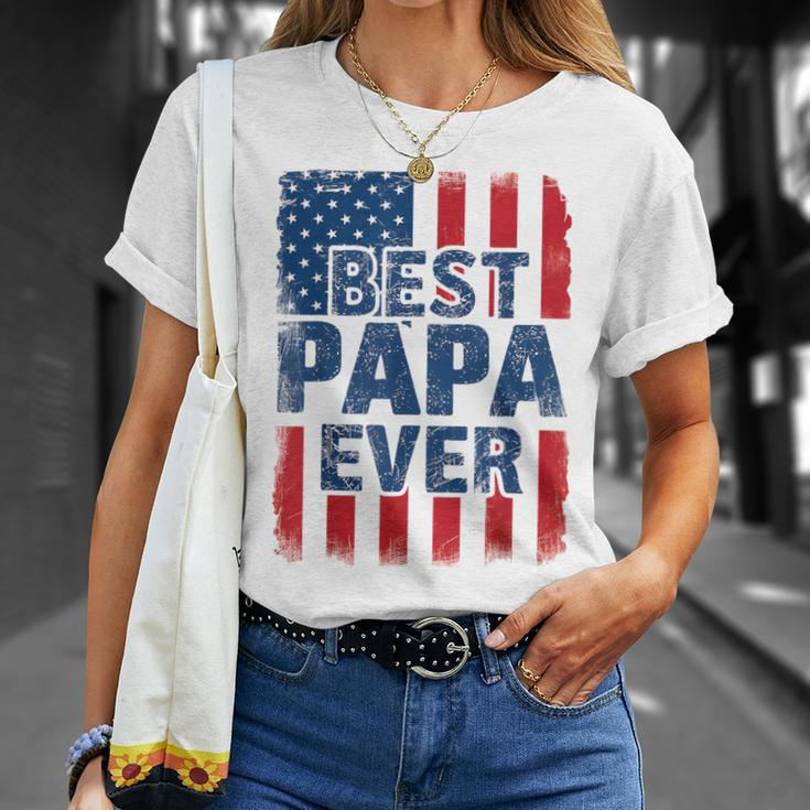 Best Papa Ever Us American Flag For Father's Day Men T-Shirt Gifts for Her