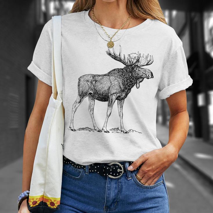 Bull Moose Cool Moose Drawing Moose Sketch T-Shirt Gifts for Her