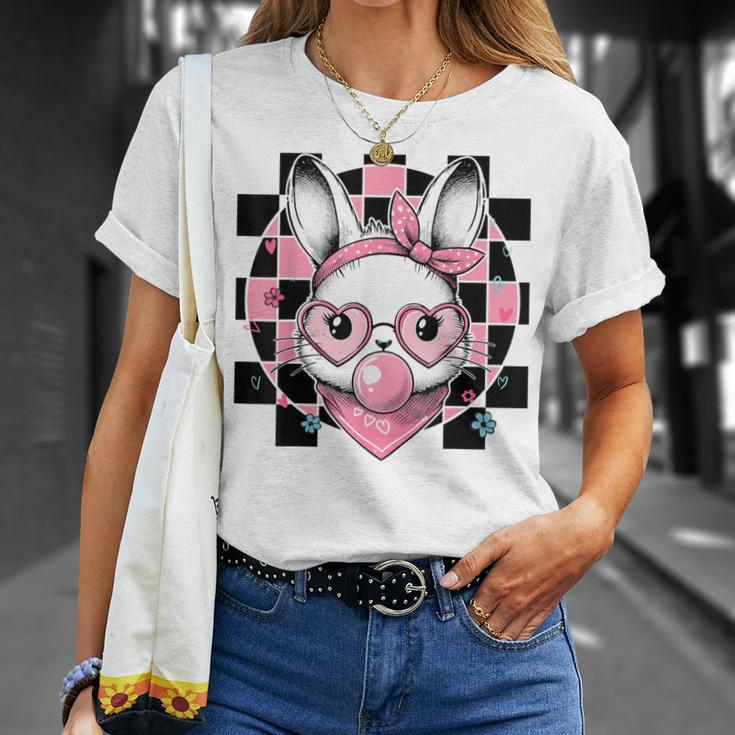 Bunny Face Bubblegum Glasses Bandana Easter Day Girls Children T-Shirt Gifts for Her