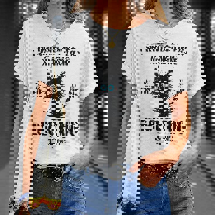 Cat I Survived 44 Years Of Marriage 44Th Wedding Anniversary T-Shirt Gifts for Her