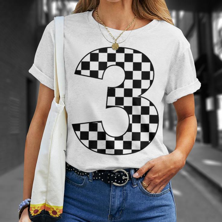 Checkered Birthday 3 Three Race Car 3Rd Birthday Racing Car T-Shirt Gifts for Her