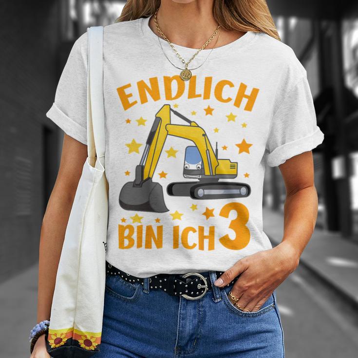 Children's Endlich Bin Ich 3 Jahre Dritter Birthday Digger Construction Site 80 T-Shirt Geschenke für Sie