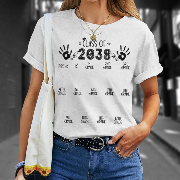 Class Of 2038 Grow With Me Pre-K To 12Th Grade Handprint T-Shirt Gifts for Her