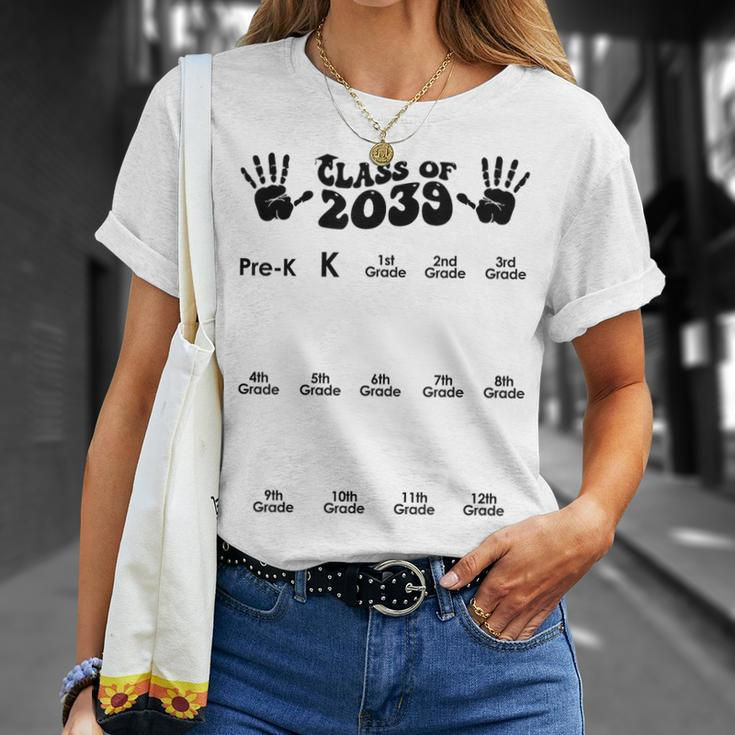 Class Of 2039 Grow With Me Handprint Pre-K 12Th Grade K-12 T-Shirt Gifts for Her