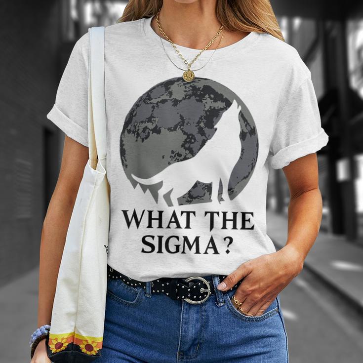 Cool Meme Moon Alpha Wolf What The Sigma T-Shirt Gifts for Her