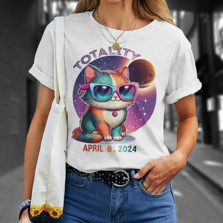 Cute Cat Wearing Solar Eclipse Glasses In Total Eclipse 2024 T-Shirt Gifts for Her