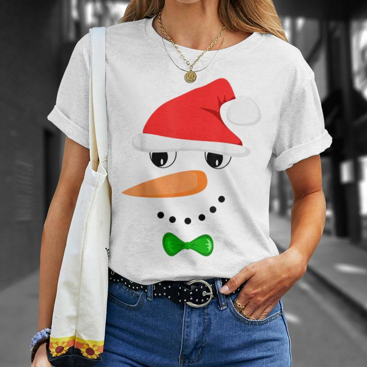 Cute Santa Snowman Face Christmas Snowman Costume T-Shirt Gifts for Her