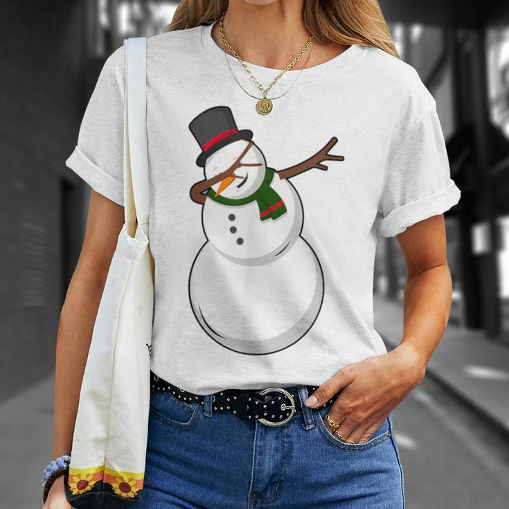 Dabbing The Dobby Snowman Holiday Christmas T-Shirt Gifts for Her