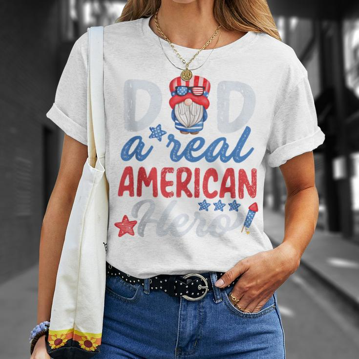 Dad A Real American Hero 4Th Of July Patriotic Fathers Day T-Shirt Gifts for Her