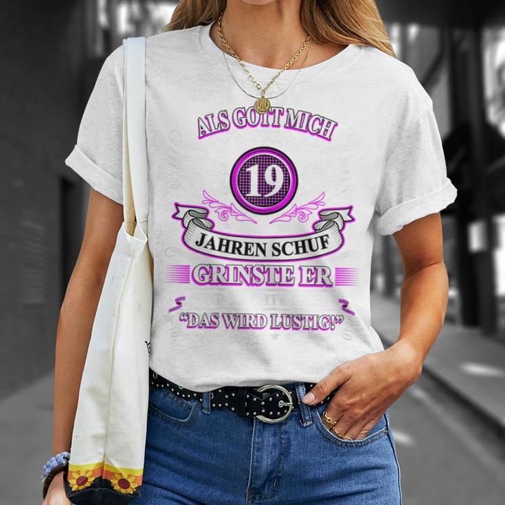 Damen Als Gott Michor 19 Jahren Schuf Grinste Er 19 Geburtstag T-Shirt Geschenke für Sie