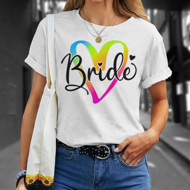 Damen Braut 2024 Junggesellinnenabschied Regenbogen Braut To Be Hochzeit T-Shirt Geschenke für Sie