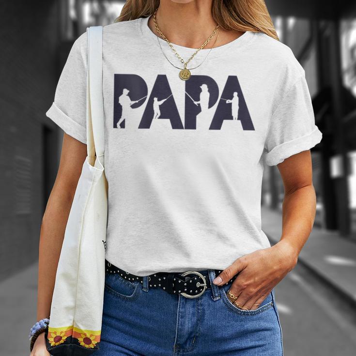 Damen Fisherman Papa Fisher Dad Angelnater Geschenk Mit-Ausschnitt T-Shirt Geschenke für Sie