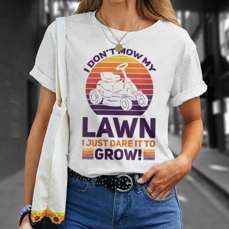 Damen Lustiger Mäher Rasen Bier Papa Landschaftsbau Dare It Wh Mit-Ausschnitt T-Shirt Geschenke für Sie