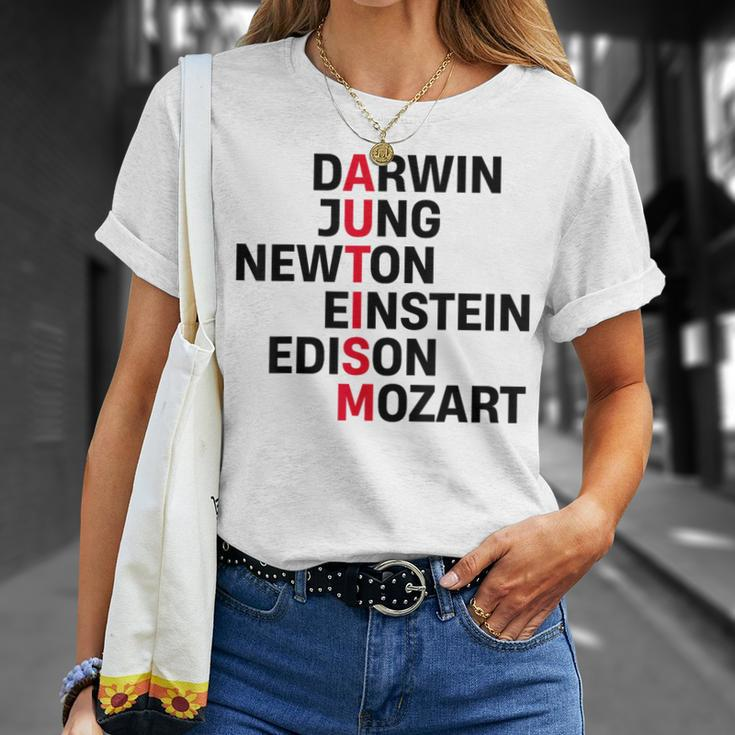 Darwin Jung Newton Einstein Edison Mozart Autism Awareness T-Shirt Gifts for Her