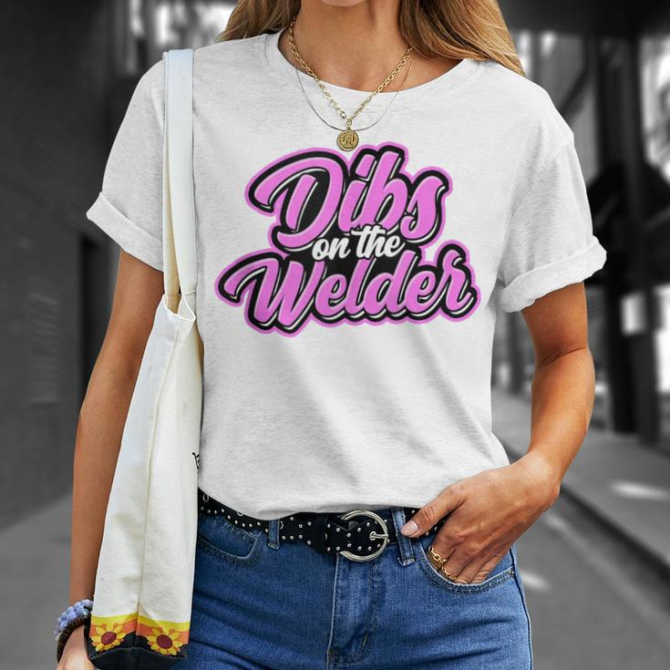 Dibs On The Welder Proud Welding Wife Welders Girlfriend T-Shirt Gifts for Her