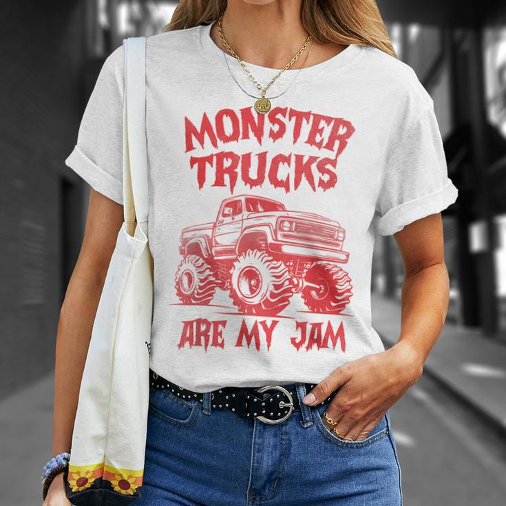 Distressed Monster Trucks Are My Jam Race Day Red Vintage T-Shirt Gifts for Her