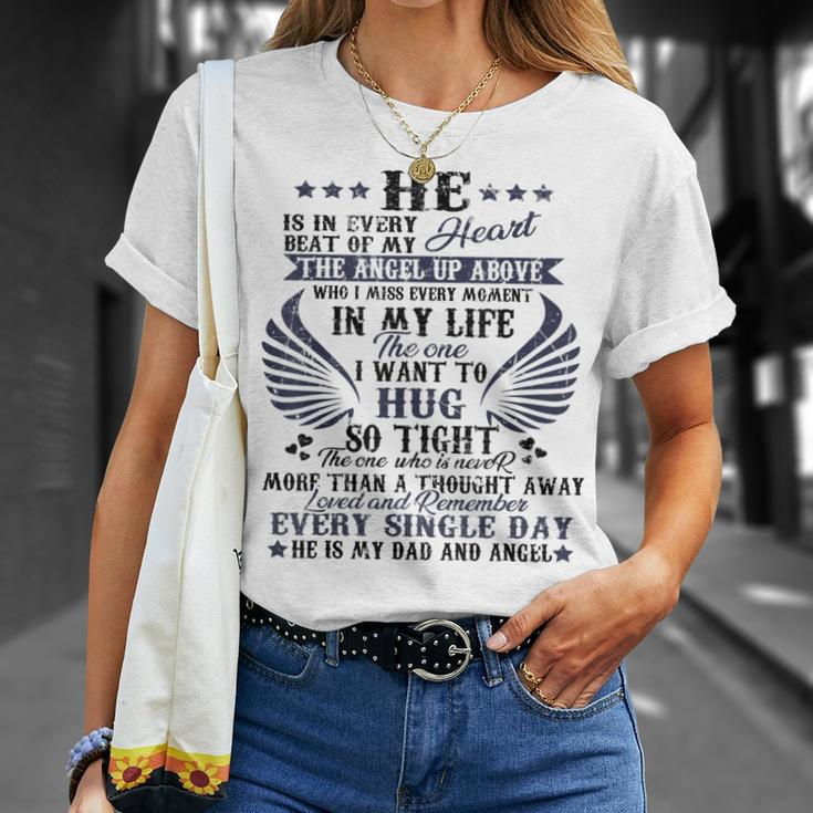 He Is In Every Heart Beat Of My Heart The Angel Daddy's T-Shirt Gifts for Her
