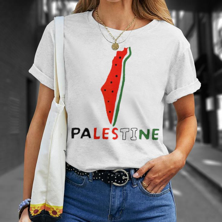 Falasn Palestine Watermelon Map Patriotic Graphic T-Shirt Gifts for Her