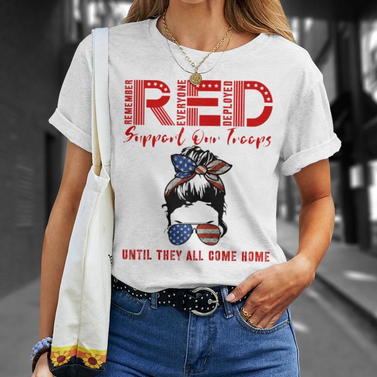 On Friday We Wear Red Friday Military Support Troops Us Flag T-Shirt Gifts for Her