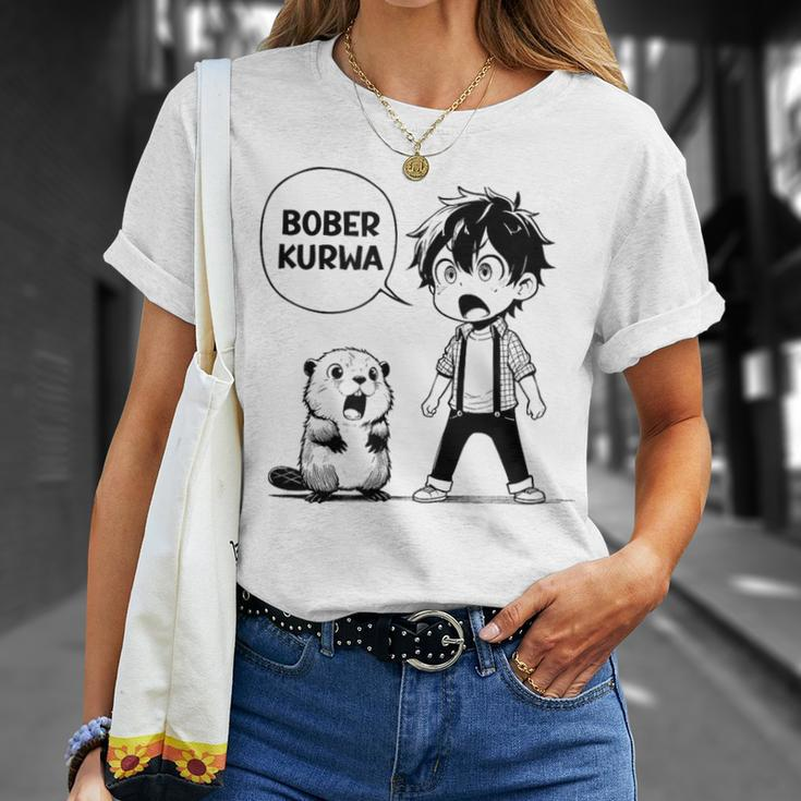 Bóbr Bober Kurwa Internet Meme Anime Manga Beaver T-Shirt Geschenke für Sie