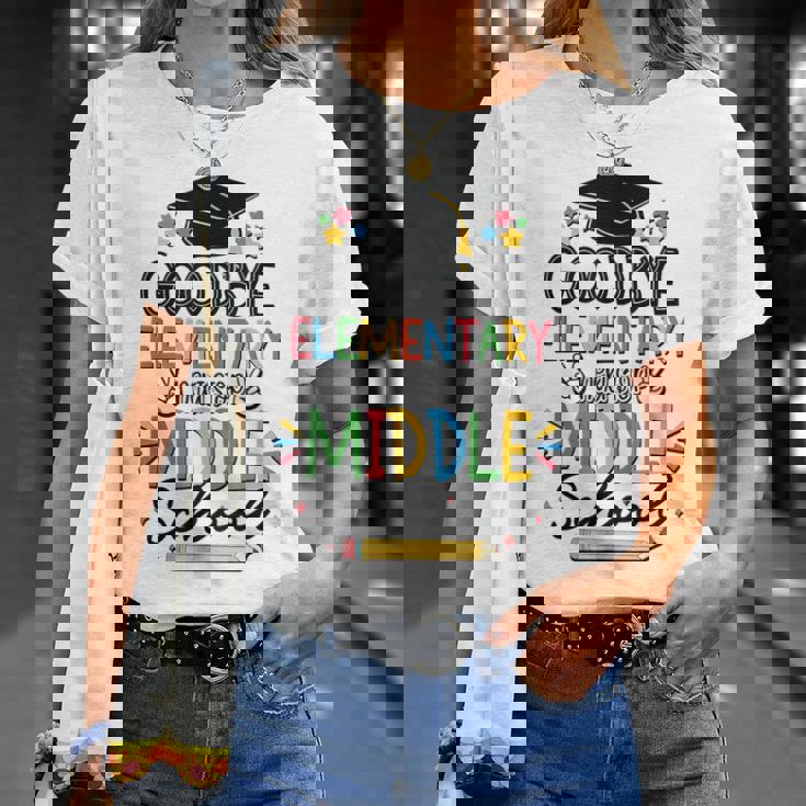 Goodbye Elementary Next Stop Middle School Groovy Graduation T-Shirt Gifts for Her
