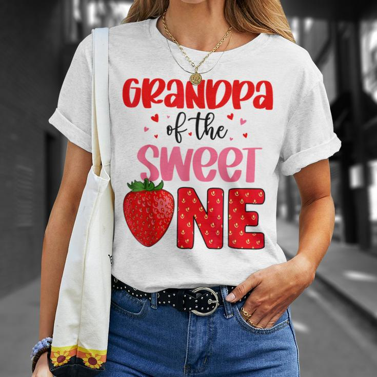 Grandpa Of The Sweet One Strawberry Birthday Family Party T-Shirt Gifts for Her