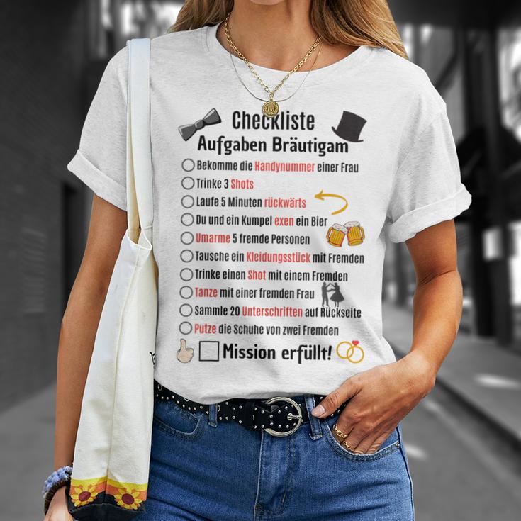 Groom Tasks Stag Jga Checklist Poltern S T-Shirt Geschenke für Sie