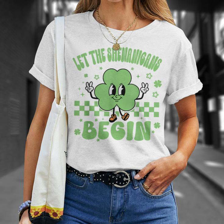 Groovy Let The Shenanigans Begin St Patricks Day Lucky T-Shirt Gifts for Her