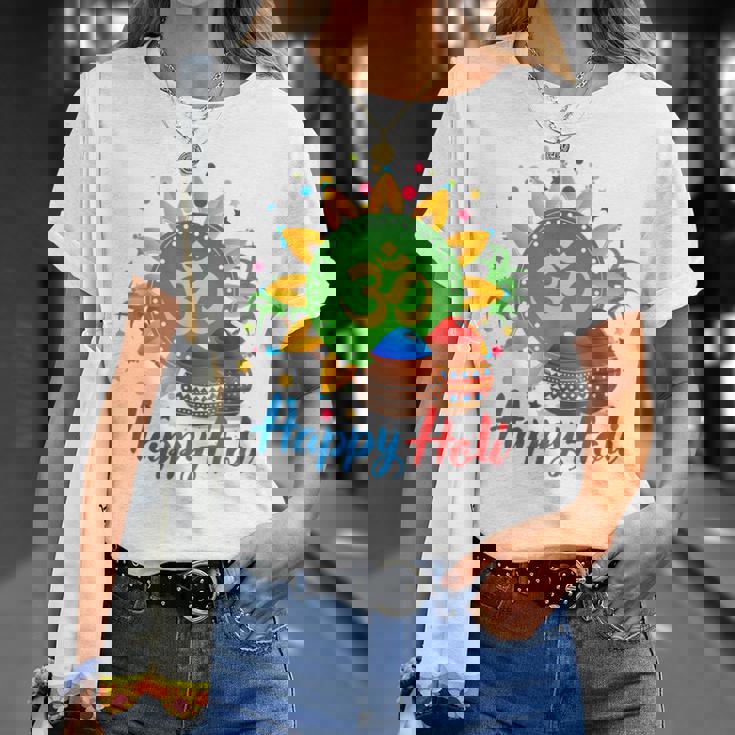 Happy Festival Of Colors Happy Holi Om Hindu Indian T-Shirt Gifts for Her