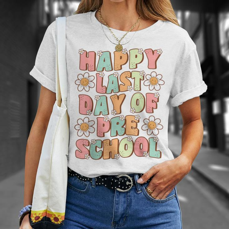 Happy Last Day Of Preschool Cute Groovy Prek Teacher Student T-Shirt Gifts for Her