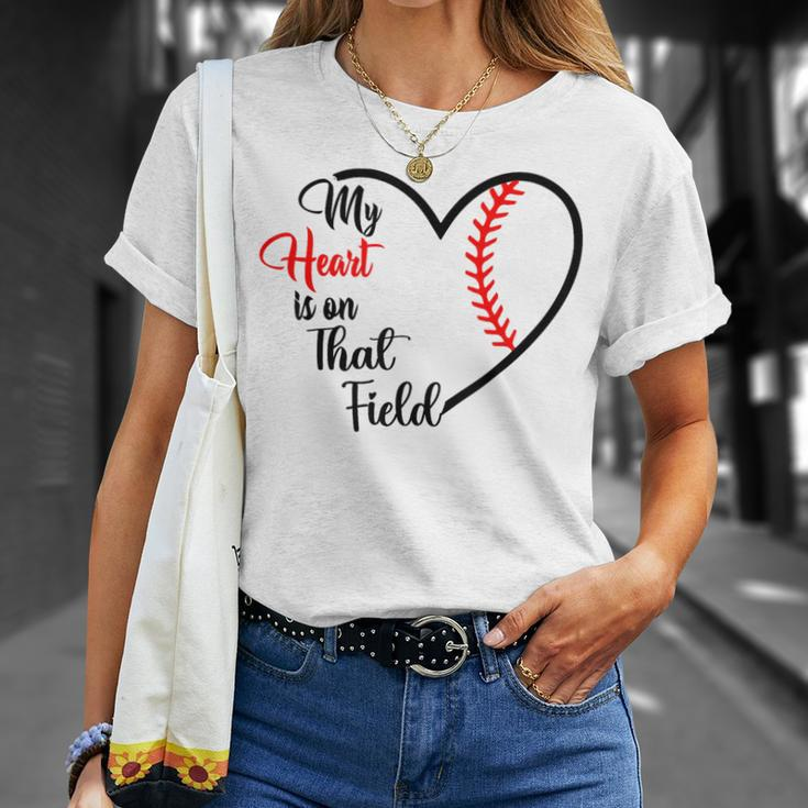 My Heart Is On That Field Baseball For Mom T-Shirt Gifts for Her