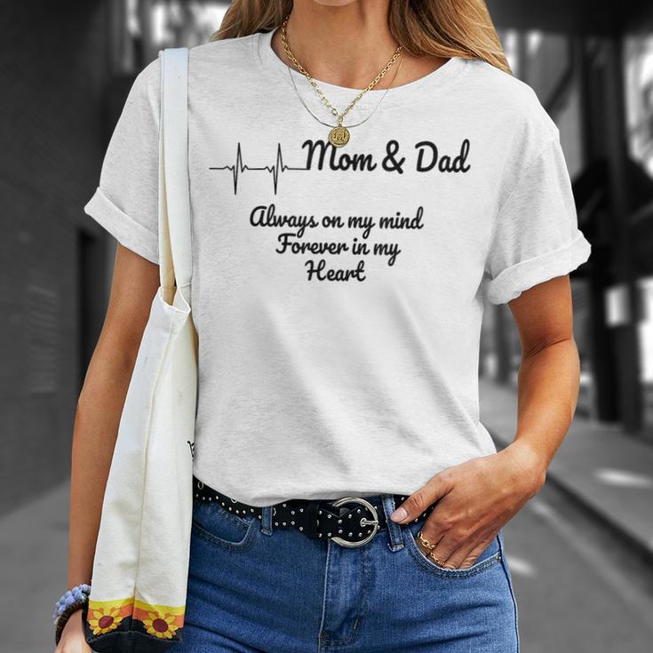 Heartbeat Mom And Dad Always On My Mind Forever In My Heart T-Shirt Gifts for Her