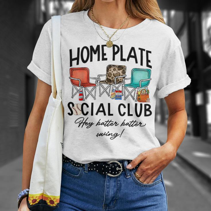 Home Plate Social Club Hey Batter Batter Swing Baseball T-Shirt Gifts for Her