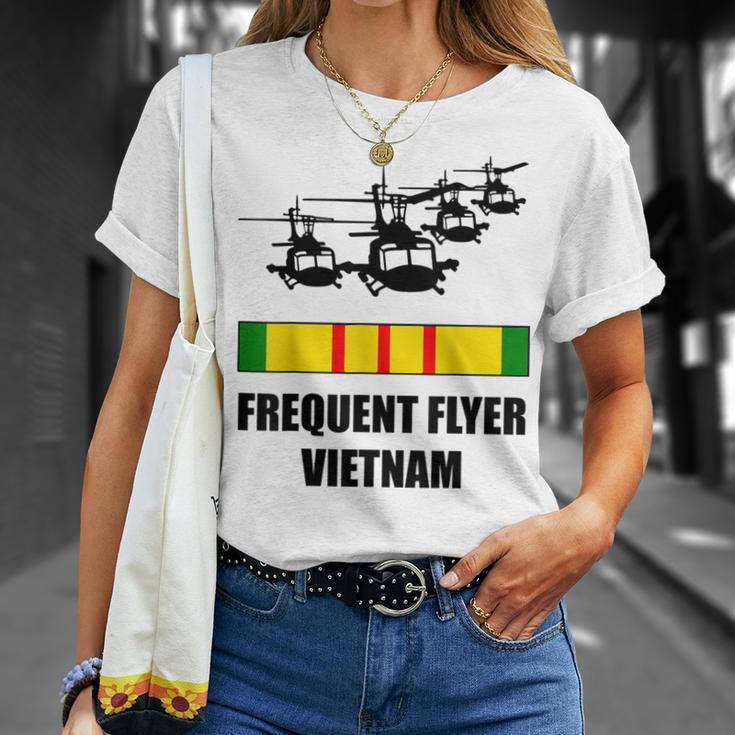 Huey Chopper Helicopter Frequent Flyer Vietnam War Veteran T-Shirt Gifts for Her