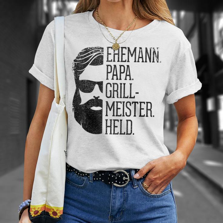 Husann Papa Grillmeister Held Griller Dad Grandpa Gray S T-Shirt Geschenke für Sie