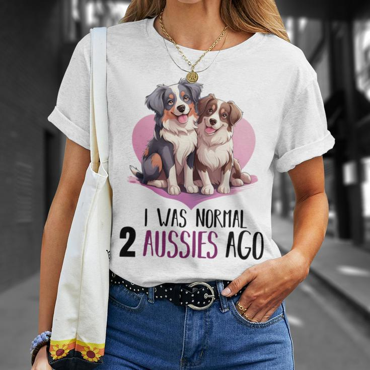 Ich War Normalor 2 Aussies Lustiger Australian Shepherd T-Shirt Geschenke für Sie