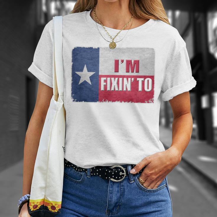 I'm Fixin' To State Of Texas Flag Slang T-Shirt Gifts for Her