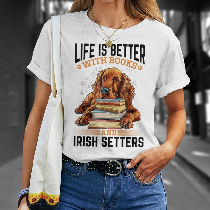 Irish Setter Hunderasse Das Leben Ist Besser Mit Büchern Und Irisch T-Shirt Geschenke für Sie