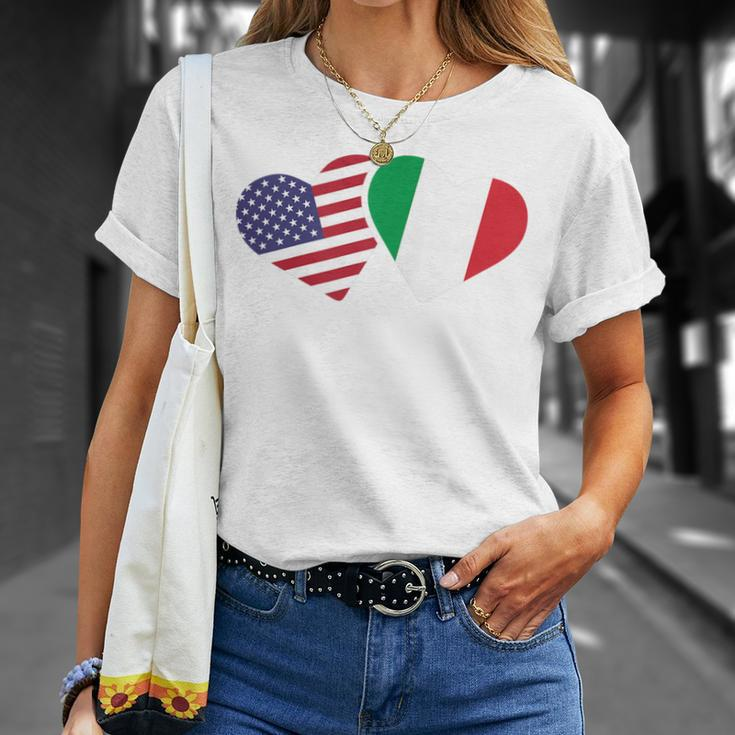 Italy Usa FlagHeart Italian American Love T-Shirt Gifts for Her